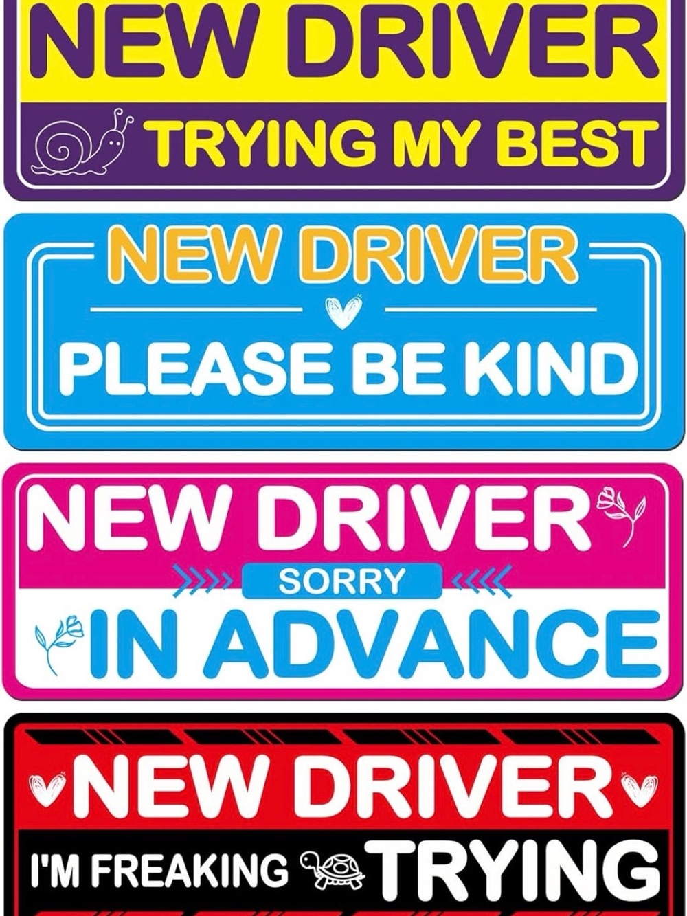 New Driver Magnetic Sign Pack - Multi-Color Set